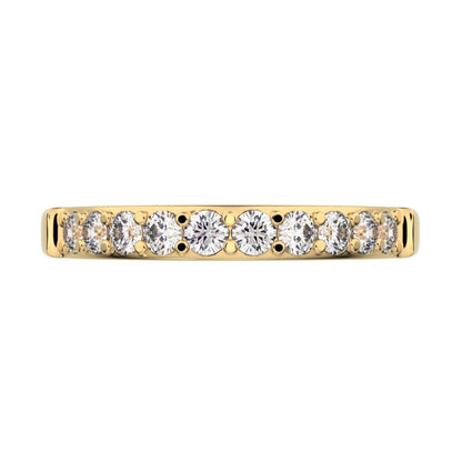 0.285Ct Round Cut Simulated Clear Diamond dainty Minimalist prong Stackable half eternity 14K / 18K Solid Yellow Gold everyday wedding band