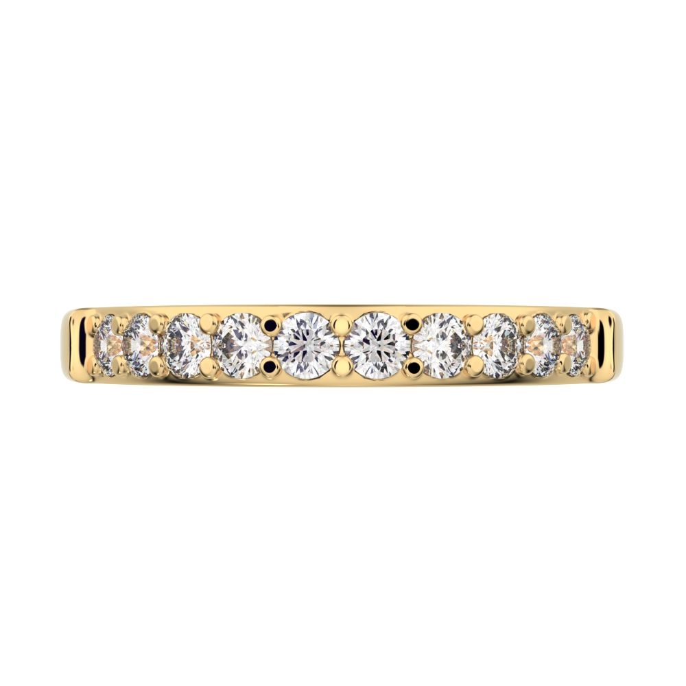 0.285 ct Round Cut Moissanite dainty Minimalist prong Stackable half eternity vintage 14K / 18K Solid Yellow Gold everyday wedding band