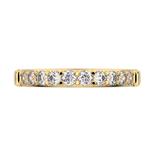 0.285 ct Round Cut Moissanite dainty Minimalist prong Stackable half eternity vintage 14K / 18K Solid Yellow Gold everyday wedding band