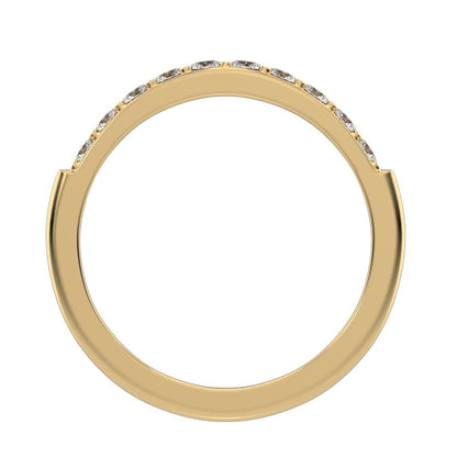 0.285Ct Round Cut Simulated Clear Diamond dainty Minimalist prong Stackable half eternity 14K / 18K Solid Yellow Gold everyday wedding band
