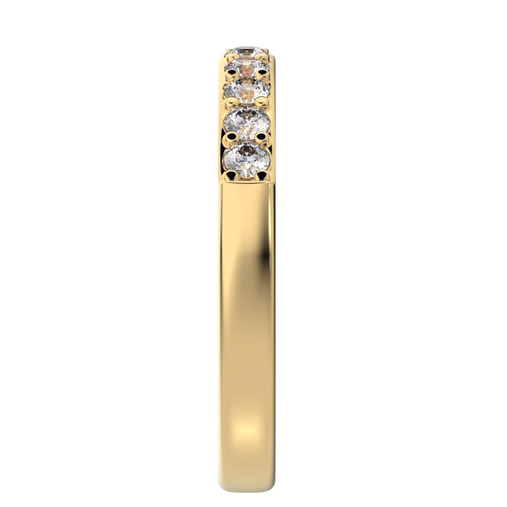 0.285Ct Round Cut Simulated Clear Diamond dainty Minimalist prong Stackable half eternity 14K / 18K Solid Yellow Gold everyday wedding band