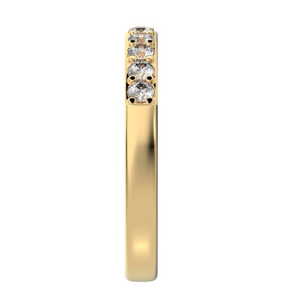 0.285 ct Round Cut Moissanite dainty Minimalist prong Stackable half eternity vintage 14K / 18K Solid Yellow Gold everyday wedding band