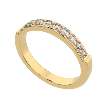 0.285 ct Round Cut Moissanite dainty Minimalist prong Stackable half eternity vintage 14K / 18K Solid Yellow Gold everyday wedding band