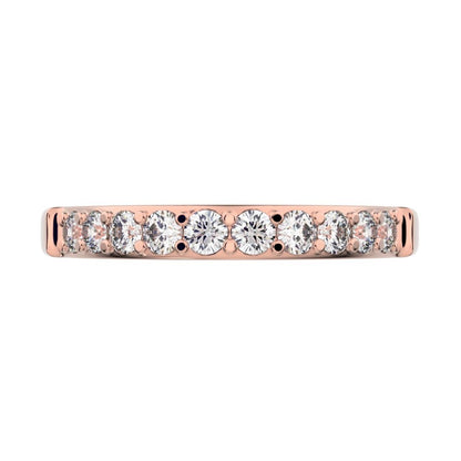 0.285 ct Round Cut Simulated Clear Diamond dainty Minimalist prong Stackable half eternity 14K / 18K Solid Rose Gold everyday wedding band