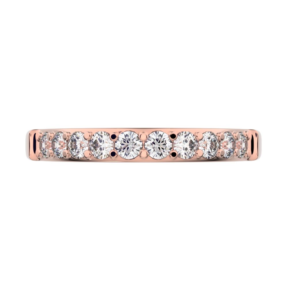 0.285 ct Round Cut Moissanite dainty Minimalist prong Stackable half eternity vintage 14K / 18K Solid Rose Gold everyday wedding band
