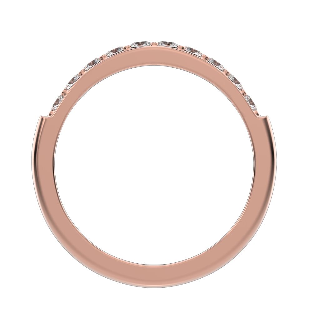 0.285 ct Round Cut Moissanite dainty Minimalist prong Stackable half eternity vintage 14K / 18K Solid Rose Gold everyday wedding band