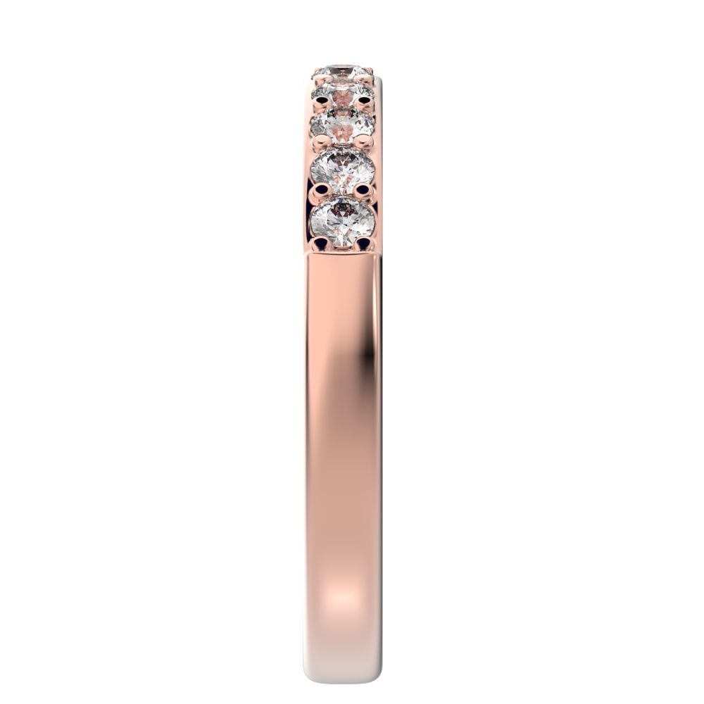 0.285 ct Round Cut Simulated Clear Diamond dainty Minimalist prong Stackable half eternity 14K / 18K Solid Rose Gold everyday wedding band