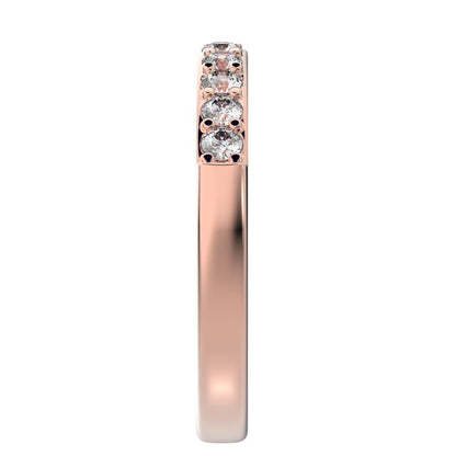 0.285 ct Round Cut Simulated Clear Diamond dainty Minimalist prong Stackable half eternity 14K / 18K Solid Rose Gold everyday wedding band