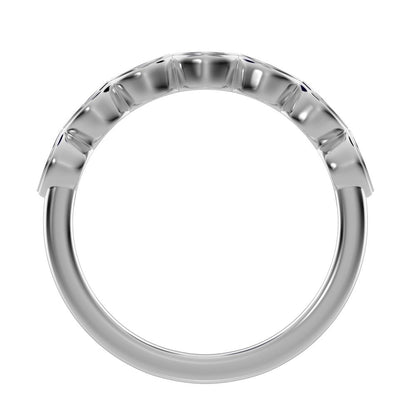 0.21 ct Round Cut Moissanite dainty Minimalist prong Stackable eye half eternity 14K / 18K Solid White Gold everyday wedding band