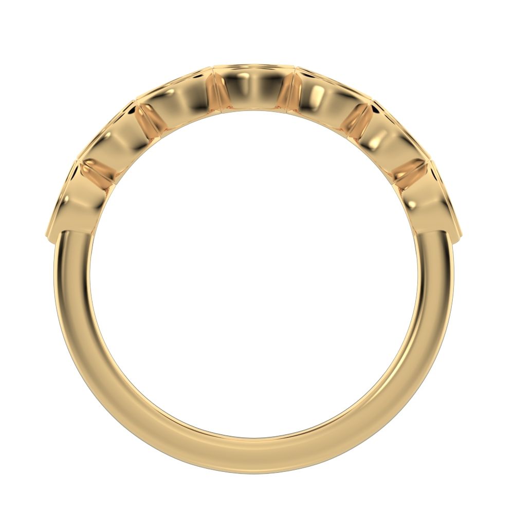 0.21 ct Round Cut Moissanite dainty Minimalist prong Stackable eye half eternity 14K / 18K Solid Yellow Gold everyday wedding band