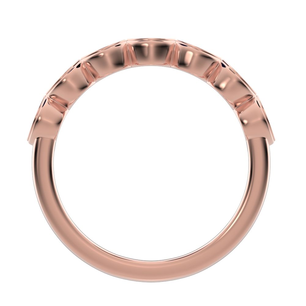 0.21 ct Round Cut Moissanite dainty Minimalist prong Stackable eye half eternity 14K / 18K Solid Rose Gold everyday wedding band