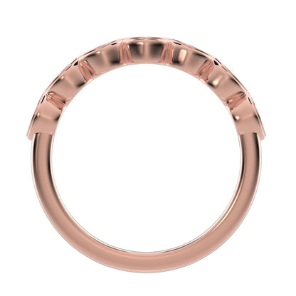 0.21 ct Round Cut Moissanite dainty Minimalist prong Stackable eye half eternity 14K / 18K Solid Rose Gold everyday wedding band