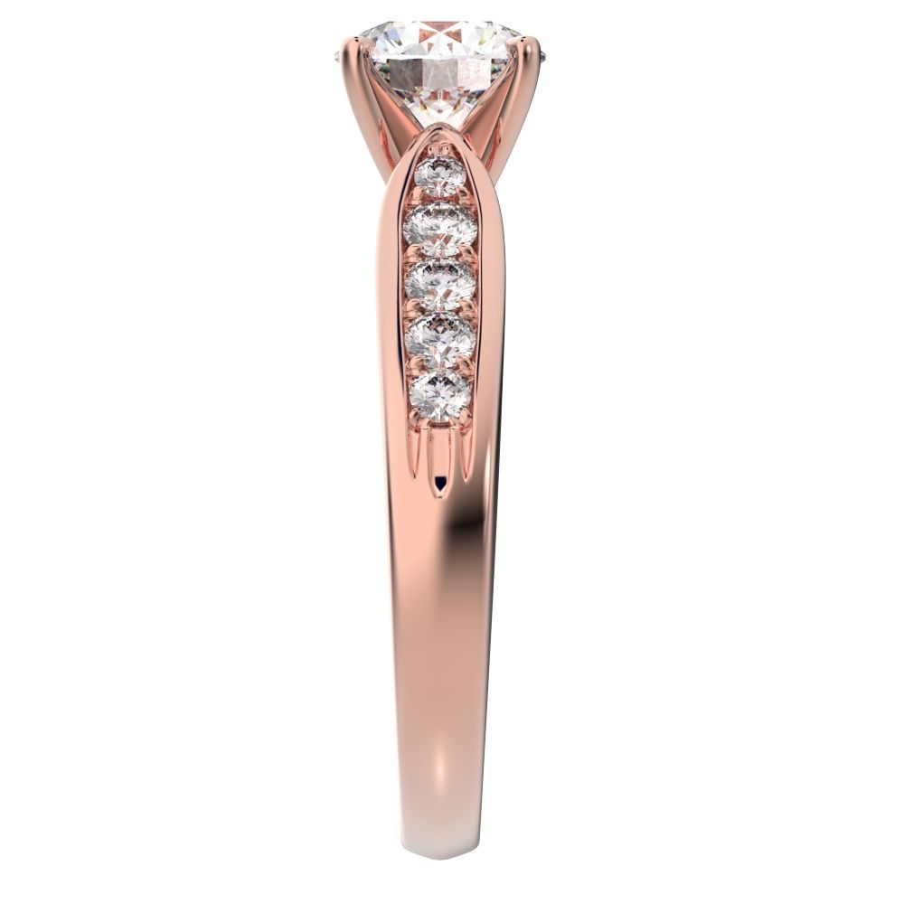 1.42 ct Round Cut Moissanite anniversary solitaire with accent channel classic vintage 14K / 18K Solid Rose Gold engagement ring