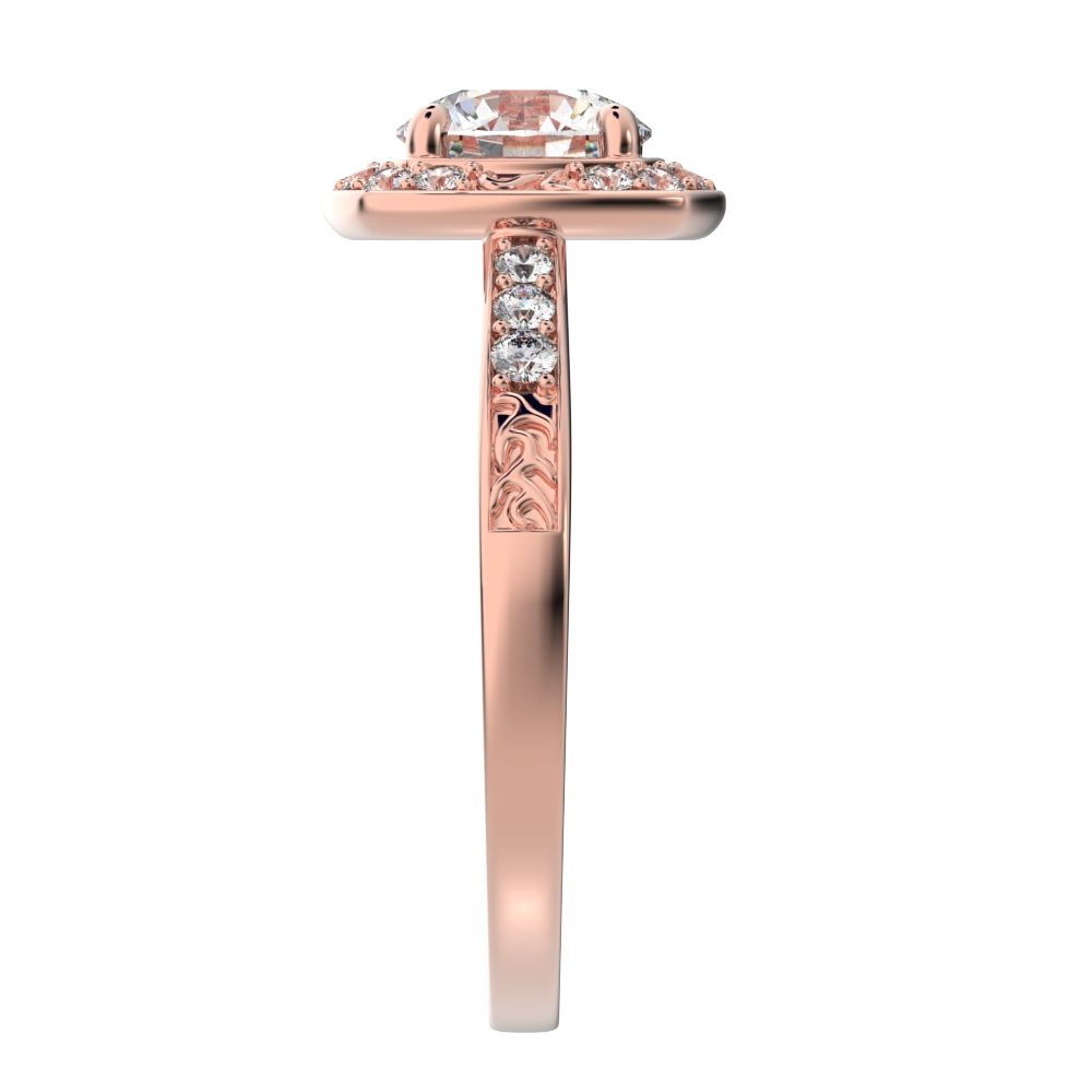 1.28 ct Round Cut Simulated Clear Diamond anniversary solitaire with accent halo classic vintage 14K / 18K Solid Rose Gold engagement ring