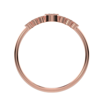 0.225 ct Cushion Cut Moissanite dainty halo Minimalist solitaire with accents bezel milgrain 14K / 18K Solid Rose Gold everyday ring