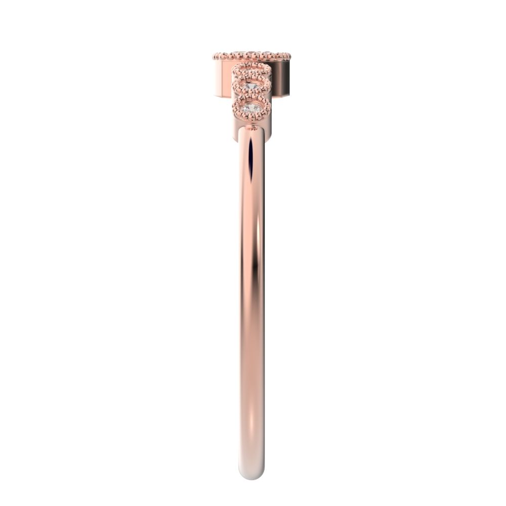 0.225 ct Cushion Cut Simulated Clear Diamond dainty halo Minimalist solitaire with accents milgrain 14K / 18K Solid Rose Gold everyday ring