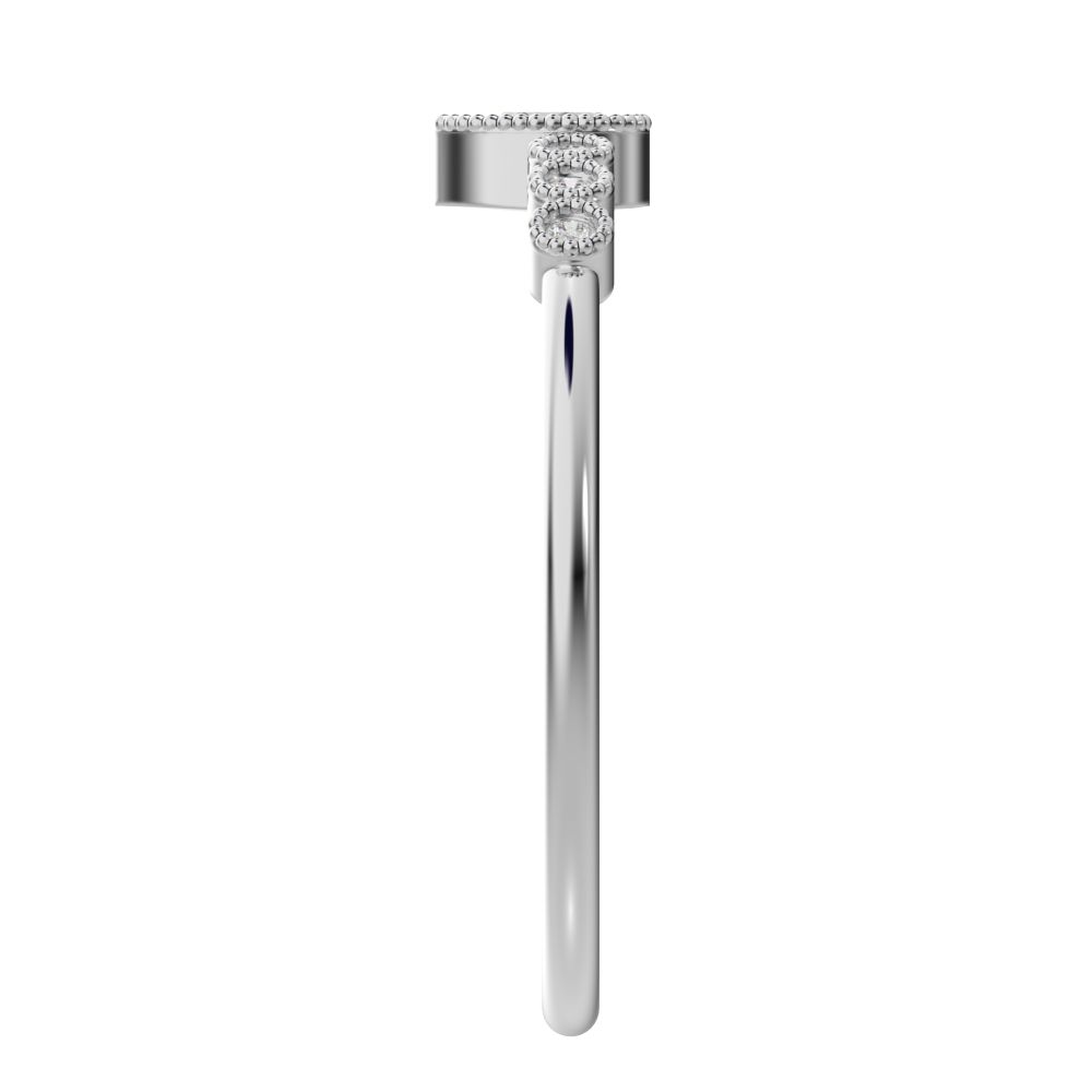 0.225 ct Pear Cut Moissanite dainty halo Minimalist solitaire with accents bezel milgrain eye 14K / 18K Solid White Gold everyday ring