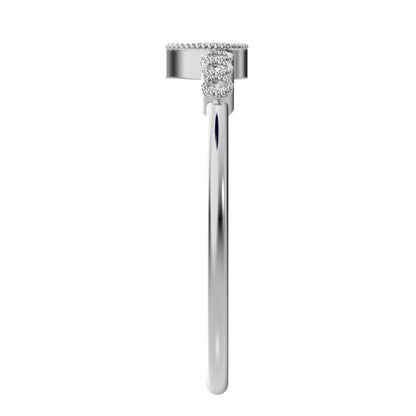 0.225 ct Pear Cut Moissanite dainty halo Minimalist solitaire with accents bezel milgrain eye 14K / 18K Solid White Gold everyday ring