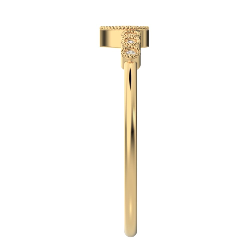 0.225 ct Pear Cut Simulated Clear Diamond dainty halo Minimalist solitaire with accents eye 14K / 18K Solid Yellow Gold everyday ring