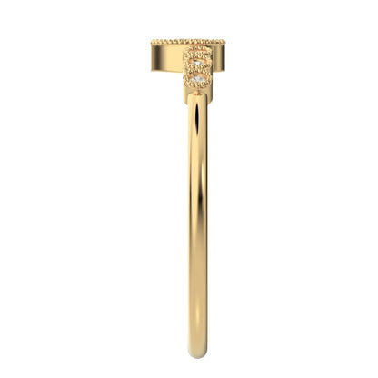 0.225 ct Pear Cut Simulated Clear Diamond dainty halo Minimalist solitaire with accents eye 14K / 18K Solid Yellow Gold everyday ring