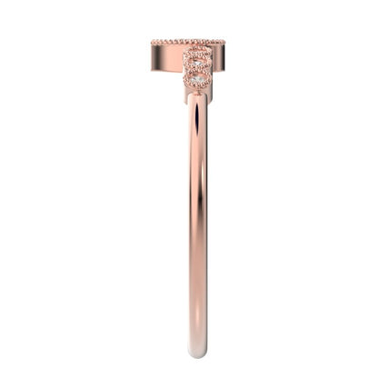 0.225 ct Pear Cut Simulated Clear Diamond dainty halo Minimalist solitaire with accents eye 14K / 18K Solid Rose Gold everyday ring