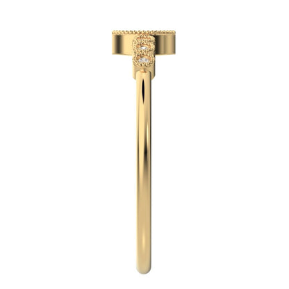 0.185 ct Marquise Cut Moissanite dainty halo Minimalist solitaire with accents bezel milgrain 14K / 18K Solid Yellow Gold everyday ring