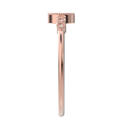 0.185 ct Marquise Cut Simulated Clear Diamond dainty halo Minimalist solitaire with accents 14K / 18K Solid Rose Gold everyday ring