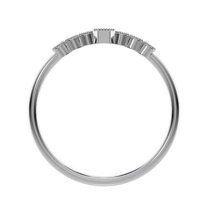 0.195 ct Emerald Cut Moissanite dainty halo Minimalist solitaire with accents bezel milgrain 14K / 18K Solid White Gold everyday ring