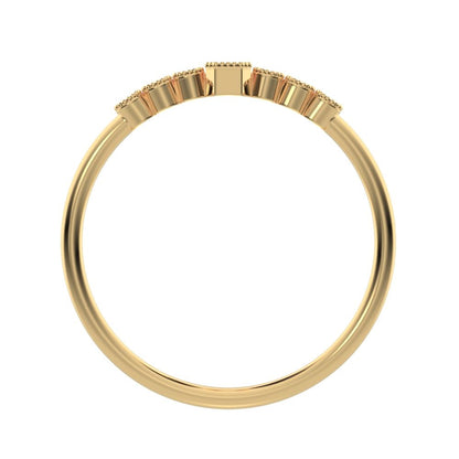 0.195 ct Emerald Cut Simulated Clear Diamond dainty halo Minimalist solitaire with accents 14K / 18K Solid Yellow Gold everyday ring