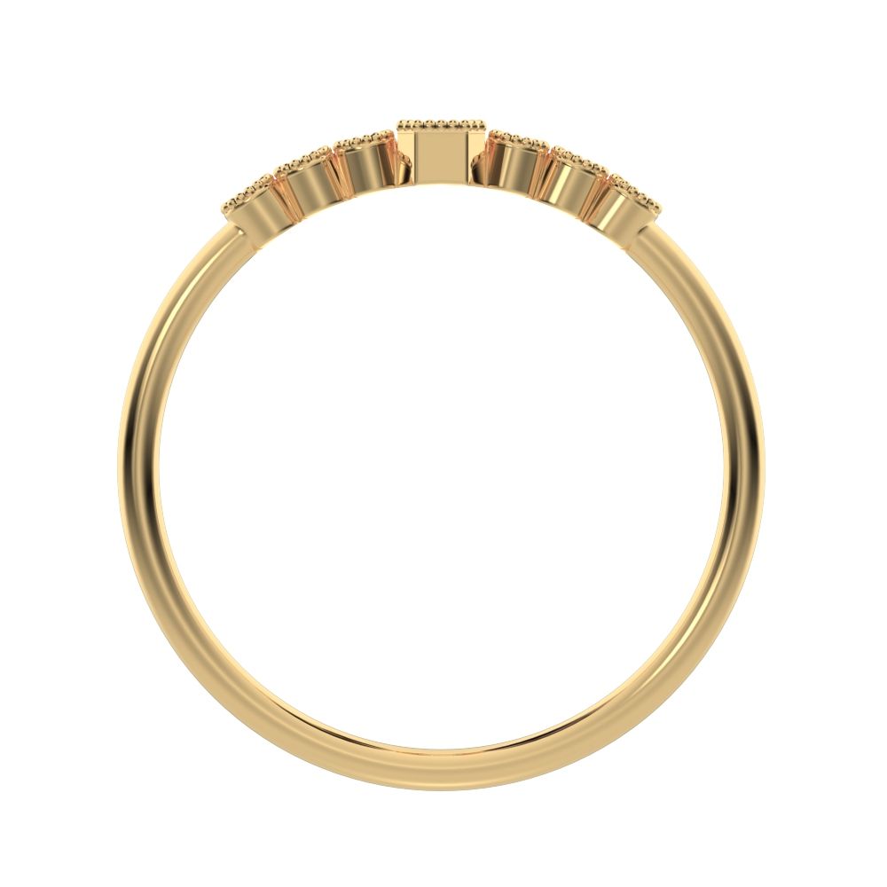 0.195 ct Emerald Cut Moissanite dainty halo Minimalist solitaire with accents bezel milgrain 14K / 18K Solid Yellow Gold everyday ring
