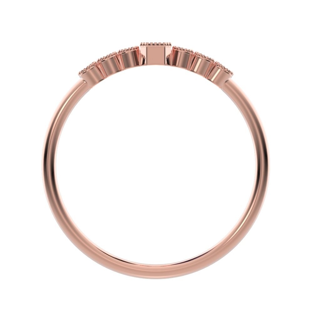 0.195 ct Emerald Cut Simulated Clear Diamond dainty halo Minimalist solitaire with accents milgrain 14K / 18K Solid Rose Gold everyday ring