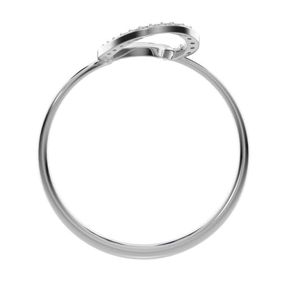 0.045 ct Round Cut Simulated Clear Diamond dainty Minimalist horse shoe vertical Abstract cocktail 14K / 18K Solid White Gold everyday ring