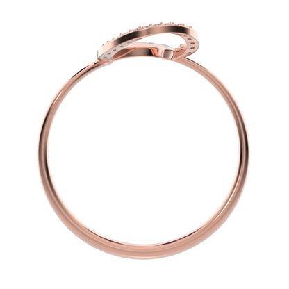 0.045 ct Round Cut Moissanite dainty Minimalist horse shoe light vertical light Abstract cocktail 14K / 18K Solid Rose Gold everyday ring