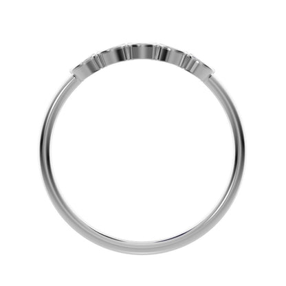 0.15 ct Round Cut Moissanite dainty Stackable Minimalist bezel Half Eternity 14K / 18K Solid White Gold everyday wedding band