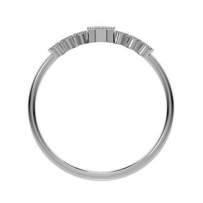 0.225 ct Octagon cut dainty halo Minimalist solitaire with accents bezel milgrain hexagon 14K / 18K Solid White Gold everyday ring