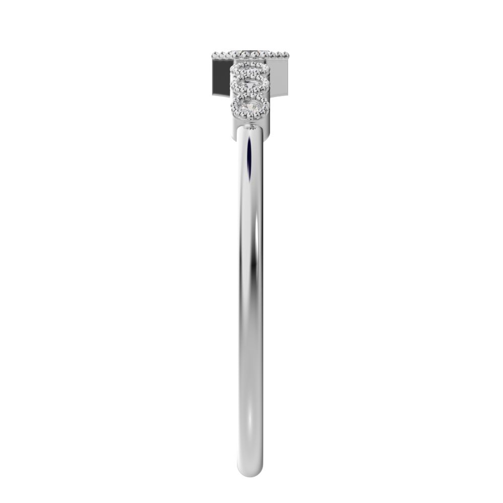0.225 ct Octagon cut dainty halo Minimalist solitaire with accents bezel milgrain hexagon 14K / 18K Solid White Gold everyday ring
