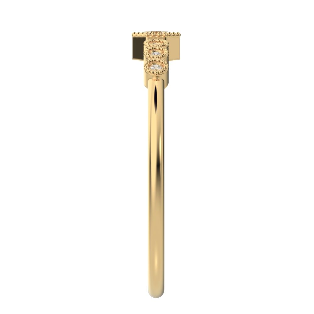 0.225 ct Octagon cut dainty halo Minimalist solitaire with accents bezel milgrain hexagon 14K / 18K Solid Yellow Gold everyday ring