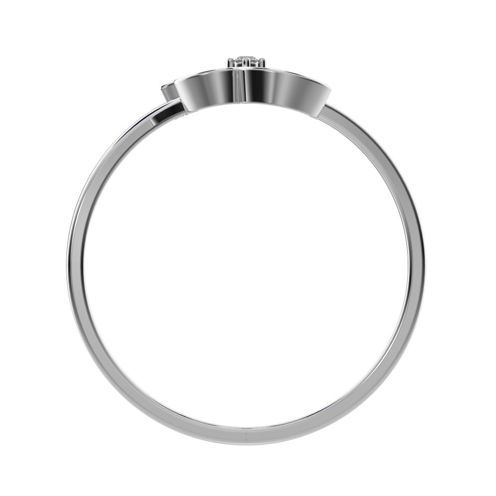 0.03 ct Round Cut Simulated Clear Diamond dainty Minimalist 3 stone Vertical Symmetrical cocktail 14K / 18K Solid White Gold everyday ring