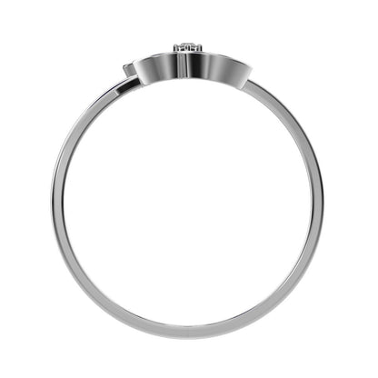 0.03 ct Round Cut Simulated Clear Diamond dainty Minimalist 3 stone Vertical Symmetrical cocktail 14K / 18K Solid White Gold everyday ring
