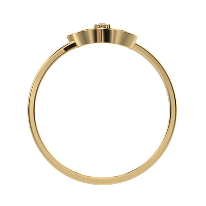 0.03 ct Round Cut Moissanite dainty Minimalist 3 stone Vertical Symmetrical light cocktail 14K / 18K Solid Yellow Gold everyday ring