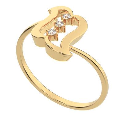 0.03 ct Round Cut Simulated Clear Diamond dainty Minimalist 3 stone Vertical Symmetrical cocktail 14K / 18K Solid Yellow Gold everyday ring