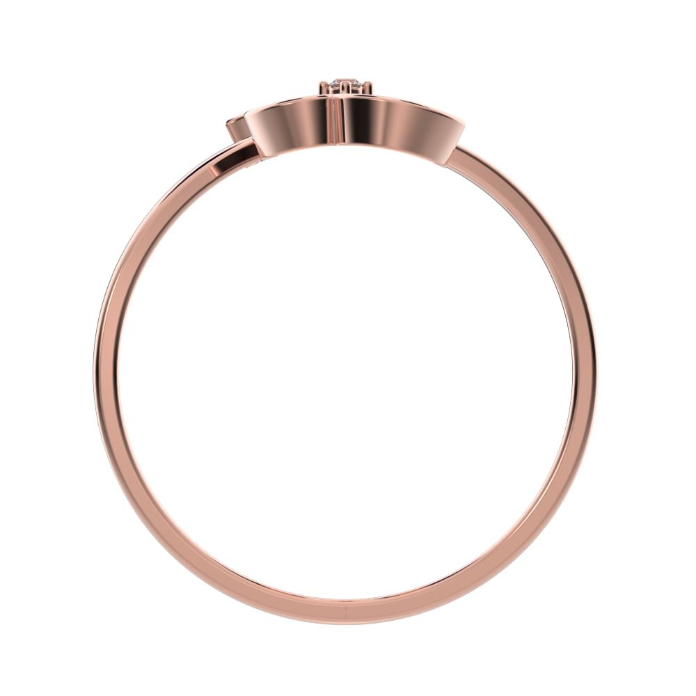 0.03 ct Round Cut Simulated Clear Diamond dainty Minimalist 3 stone Vertical Symmetrical cocktail 14K / 18K Solid Rose Gold everyday ring