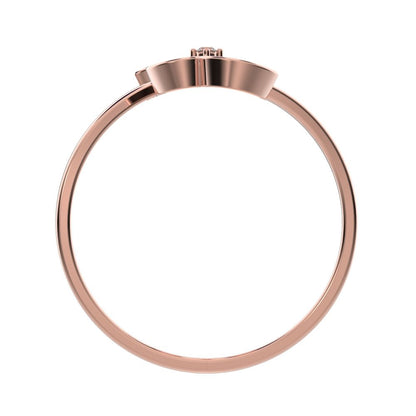 0.03 ct Round Cut Simulated Clear Diamond dainty Minimalist 3 stone Vertical Symmetrical cocktail 14K / 18K Solid Rose Gold everyday ring