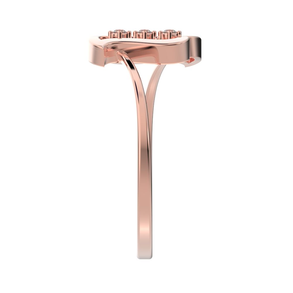 0.03 ct Round Cut Simulated Clear Diamond dainty Minimalist 3 stone Vertical Symmetrical cocktail 14K / 18K Solid Rose Gold everyday ring