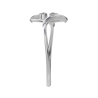 0.04 ct Round Cut Simulated Clear Diamond dainty Minimalist 2 stone spiral open light cocktail 14K / 18K Solid White Gold everyday ring