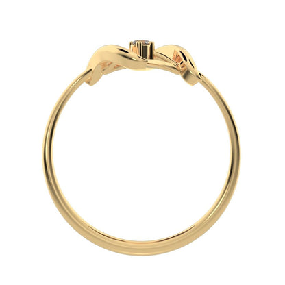 0.04 ct Round Cut Simulated Clear Diamond dainty Minimalist 2 stone spiral open light cocktail 14K / 18K Solid Yellow Gold everyday ring