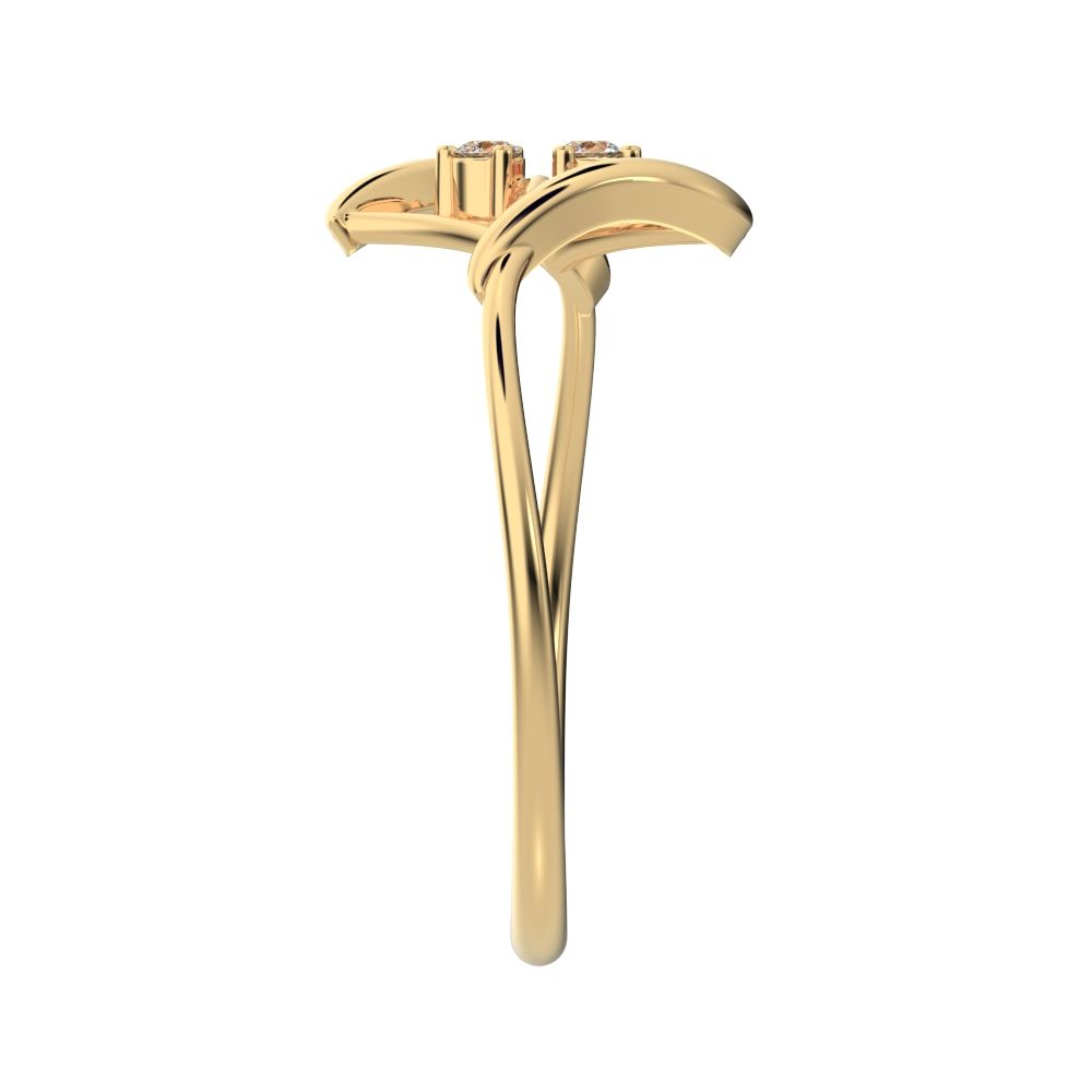 0.04 ct Round Cut Simulated Clear Diamond dainty Minimalist 2 stone spiral open light cocktail 14K / 18K Solid Yellow Gold everyday ring