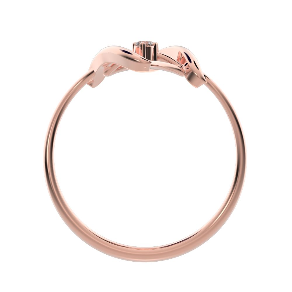 0.04 ct Round Cut Simulated Clear Diamond dainty Minimalist 2 stone spiral open light cocktail 14K / 18K Solid Rose Gold everyday ring
