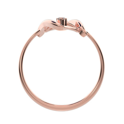 0.04 ct Round Cut Simulated Clear Diamond dainty Minimalist 2 stone spiral open light cocktail 14K / 18K Solid Rose Gold everyday ring