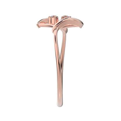 0.04 ct Round Cut Moissanite dainty Minimalist 2 stone spiral open light cocktail 14K / 18K Solid Rose Gold everyday ring